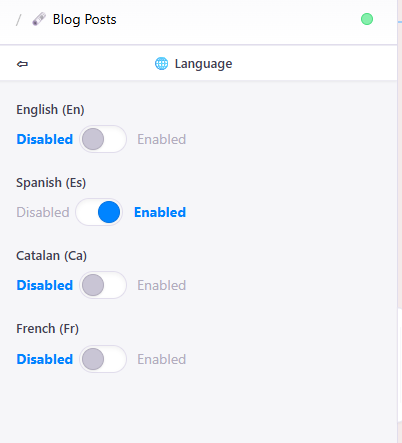 Language selection